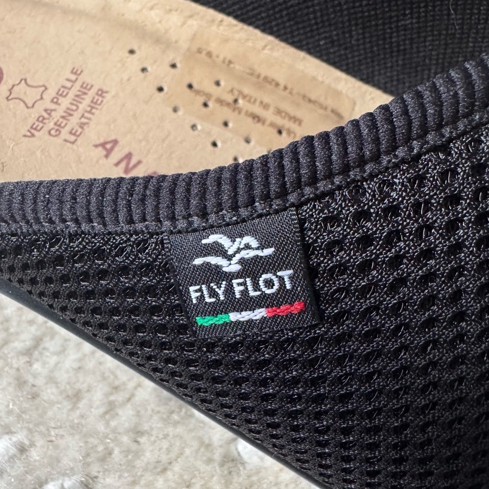 Fly Flot Italian Comfort Slide Sandals Black Mesh Size 41 NEOT - Picture 12 of 16